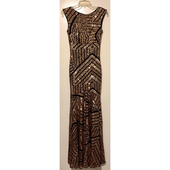 Gorgeous Black and Rose Gold/Bronze Sequin Gown - Picture 4 of 8